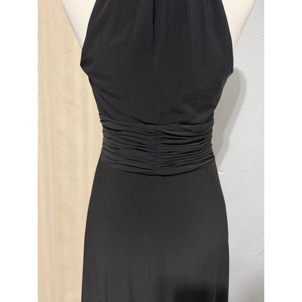 Jones Wear Babydoll Dress Size 8 Black Halter Midi Ruched Waist Marilyn Monroee